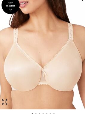 Wacoal Full Figure Simple Shaping Minimizer Bra Sand Seamless Scallop Trim 36DD